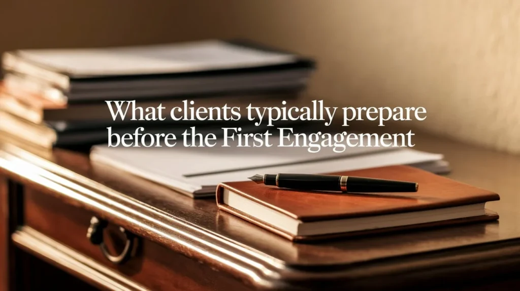 What clients typically prepare before the first engagement